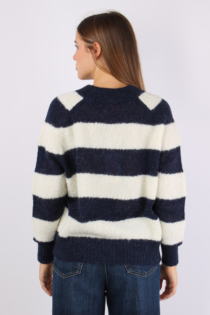 Maglia Scollo V Riga Bianco/navy-4