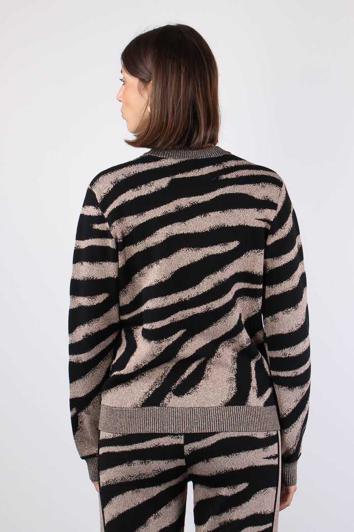 Maglia Zip Zebra Lurex Nero/rosegold-3