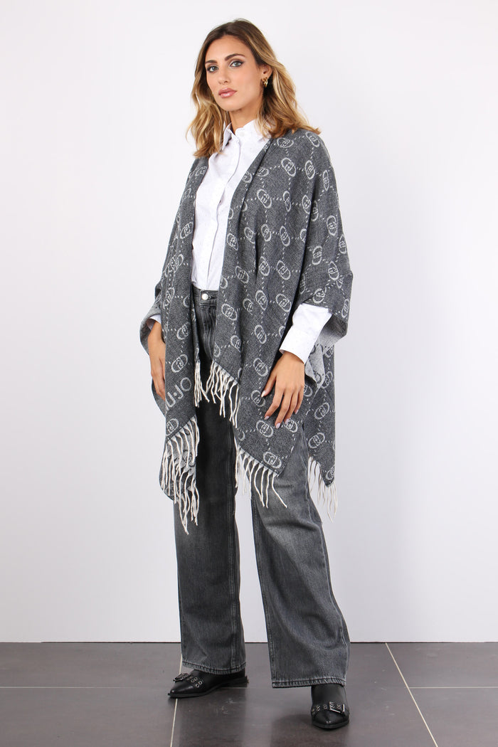 Poncho Frange Maxi Logo Grey Cloud-6