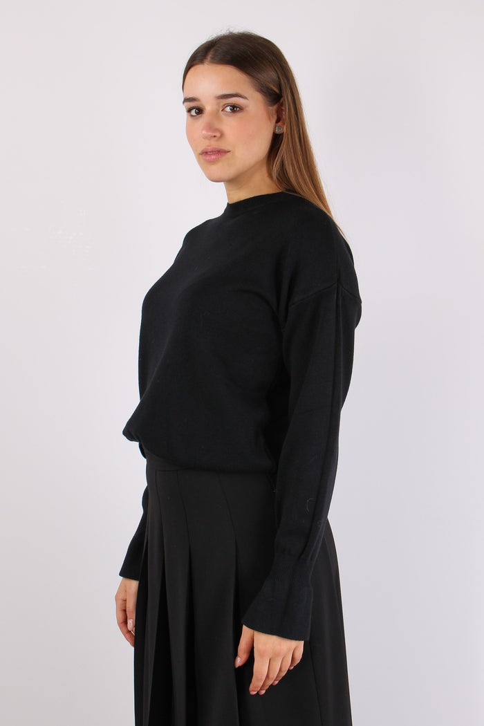 Maglia Viscosa Ripresa Polsi Nero-2