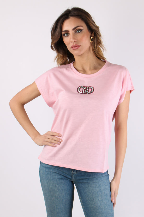 T-shirt Logo Strass Petalo