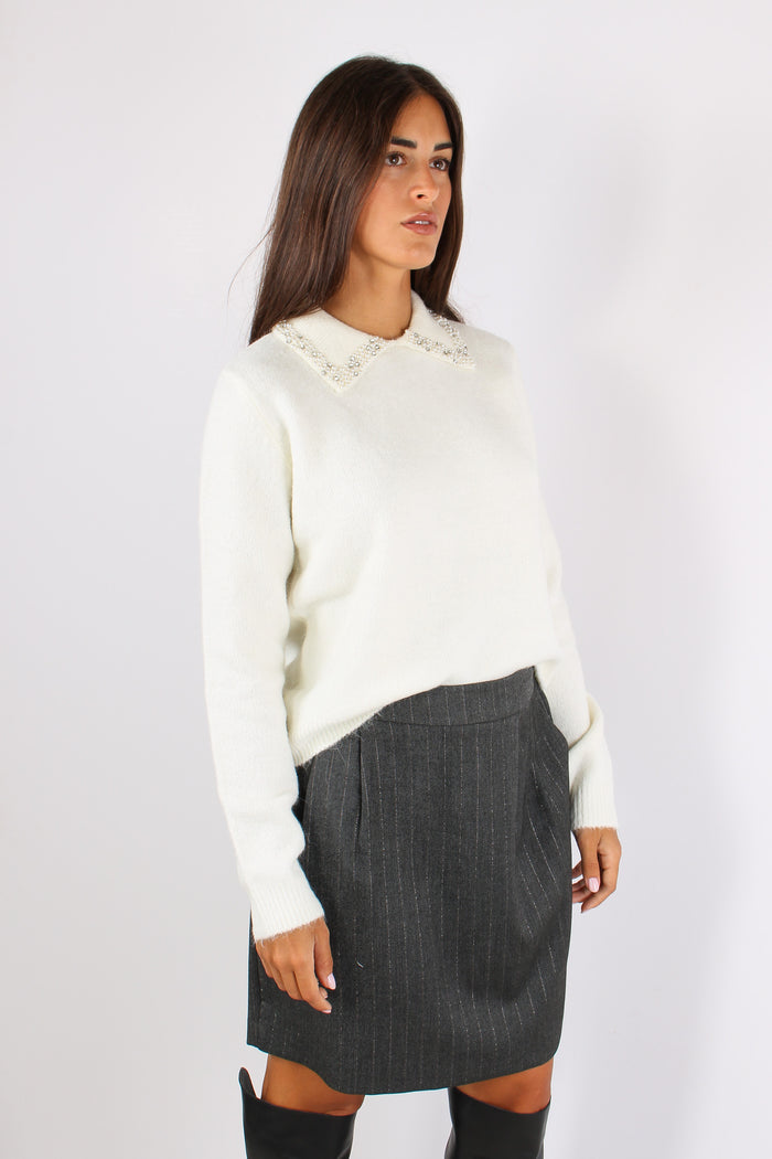 Aralda Maglia Colletto Perle Latte-10