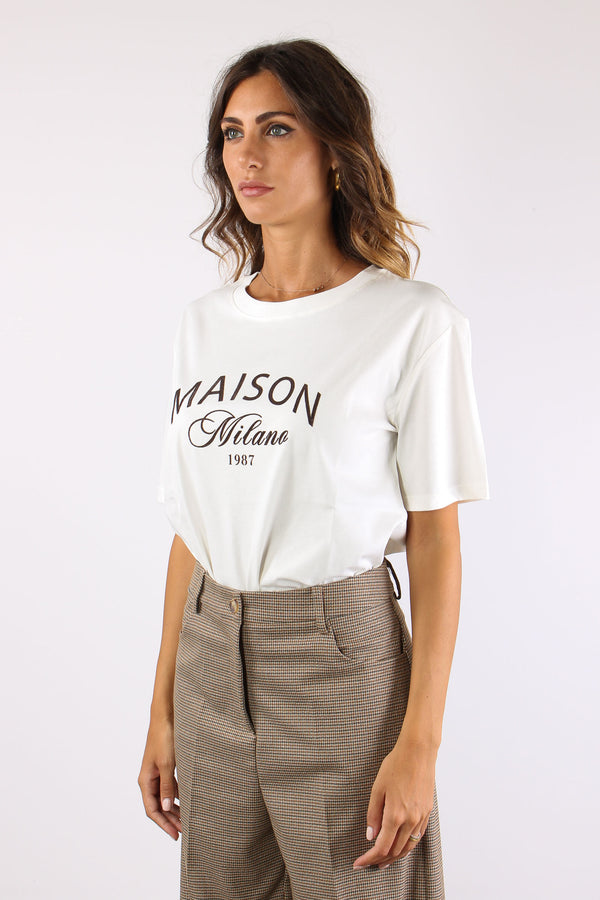T-shirt Maison Milano Floccata Panna-2
