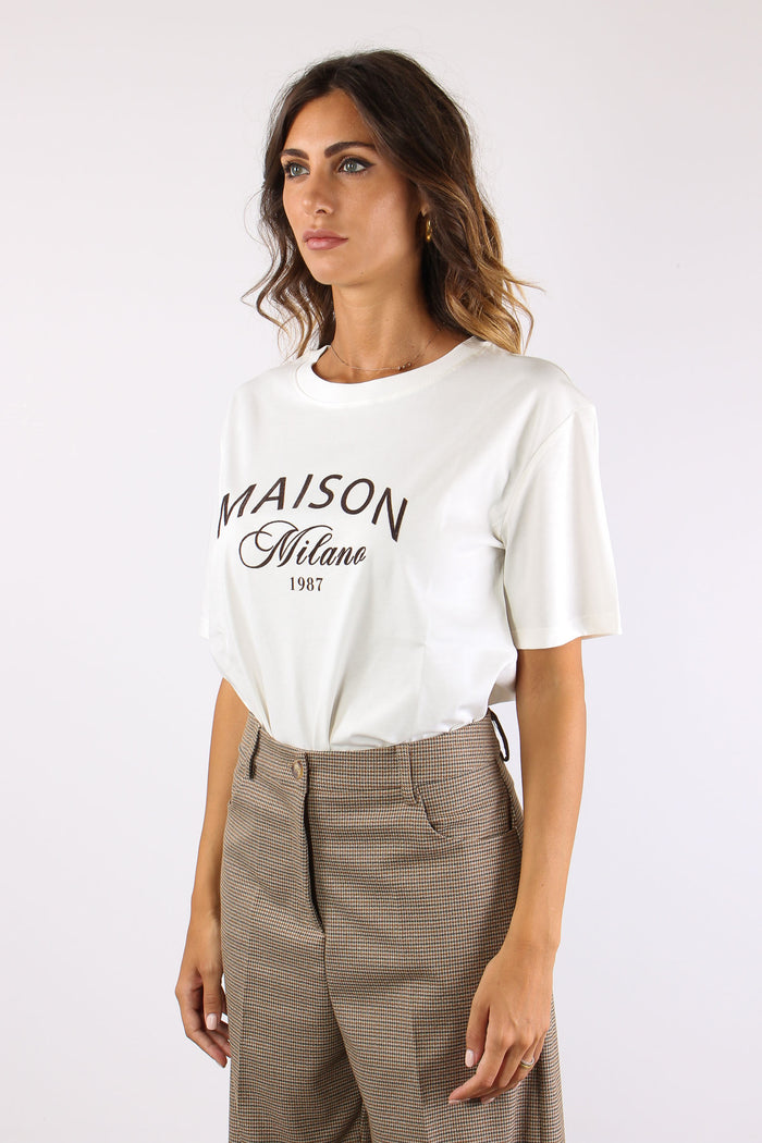 T-shirt Maison Milano Floccata Panna-2