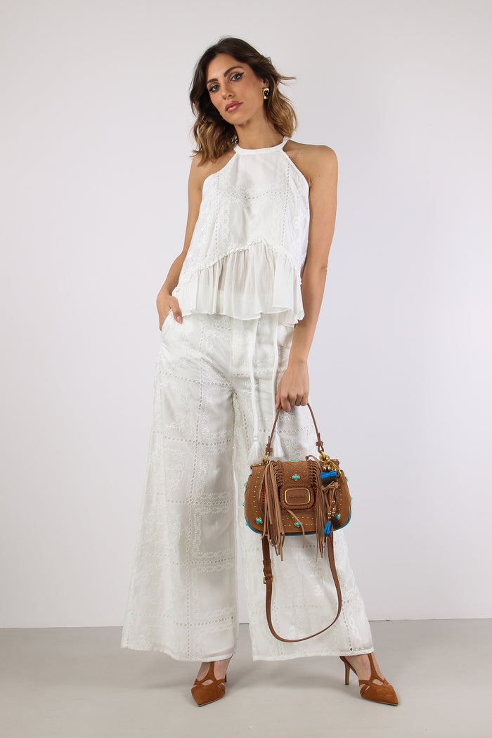 Pantalone Sangallo Cintura Bianco-5