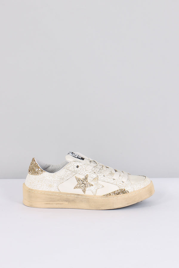 Sneakers Enjoy Star Glitter Bianco/oro