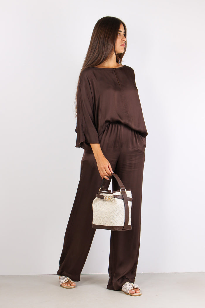Pantalone Palazzo Effetto Raso Moro-7