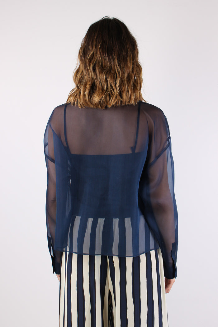 Colomba Camicia Seta Blu-4