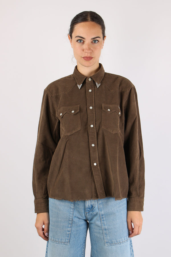 Camicia Velluto Millerighe Aut Vandyke Brown-2
