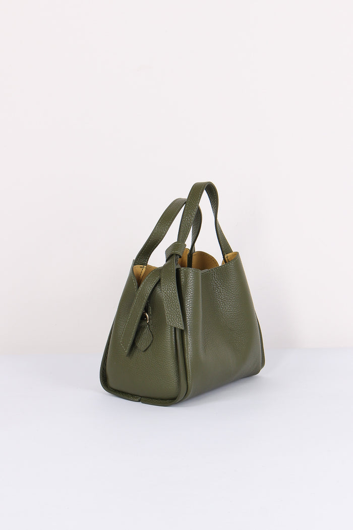 Mini Shopping Fiocco Vera Pell Militare-7