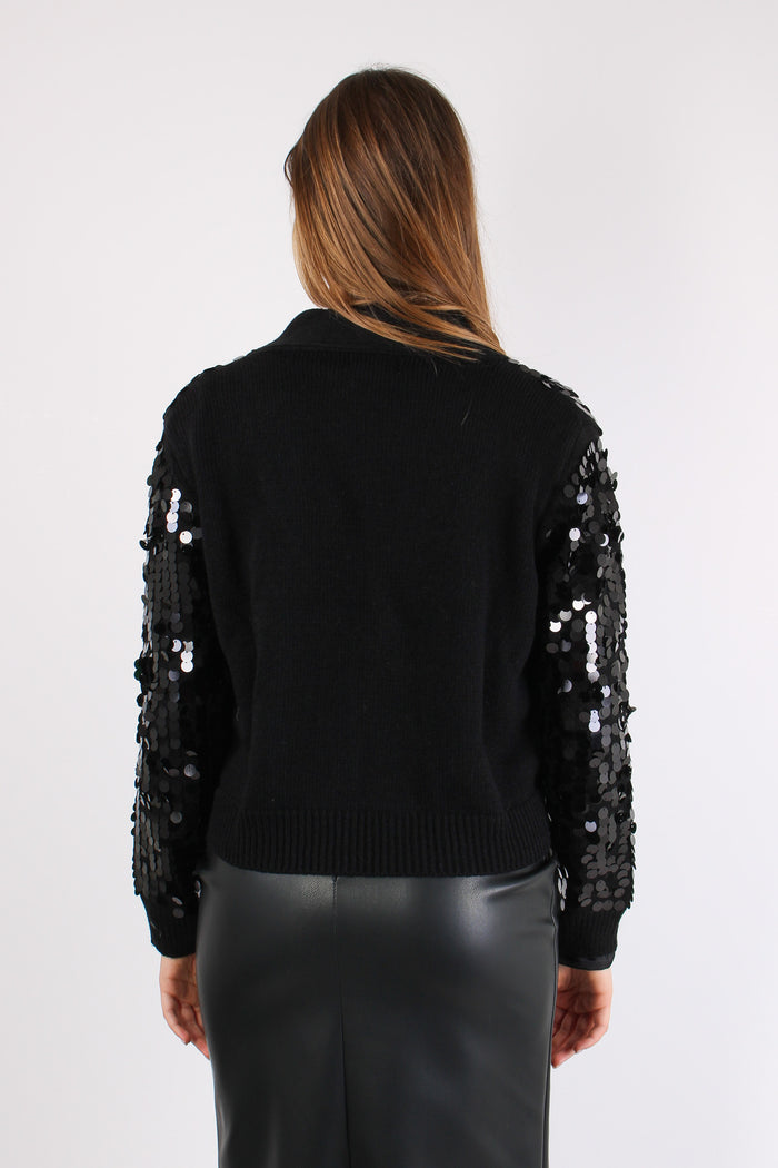 Cardigan Paillettes Nero-5