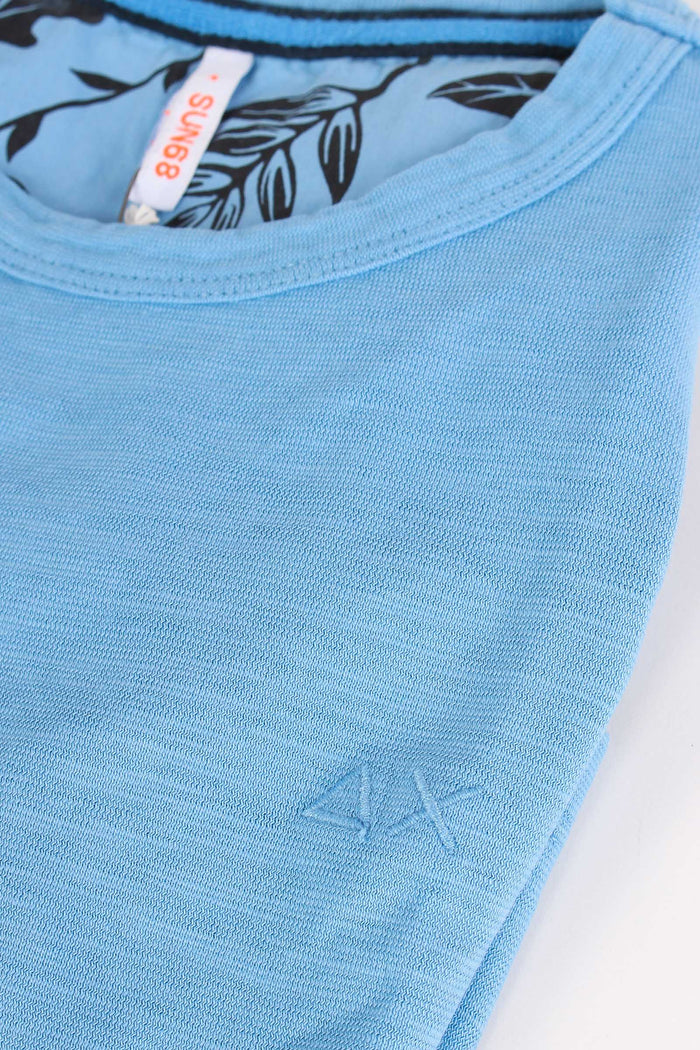 T-shirt Cotone Fiammato Avio-5