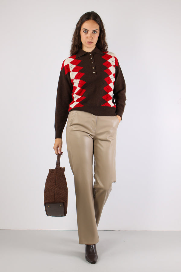 Mllpalude Pantalone Ecopelle Tortora