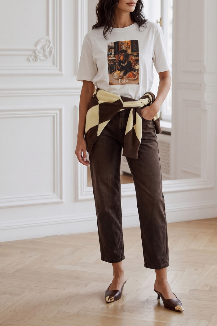 T-shirt Stampa Bassotto Bianco