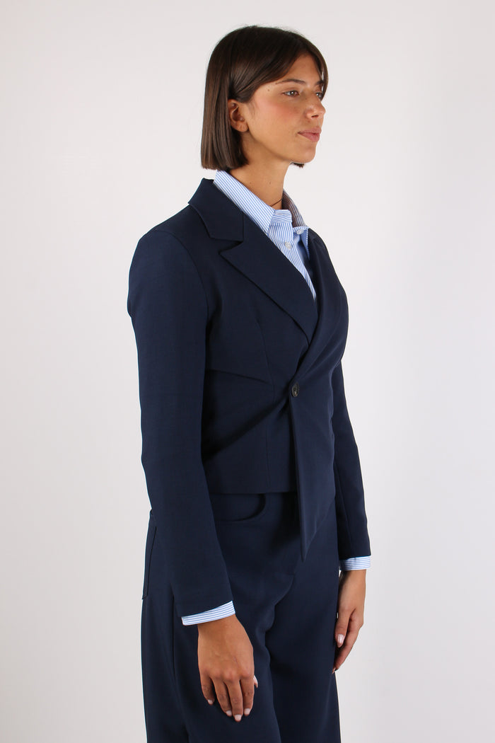 Giacca Corta Asimmetrica Blu-5