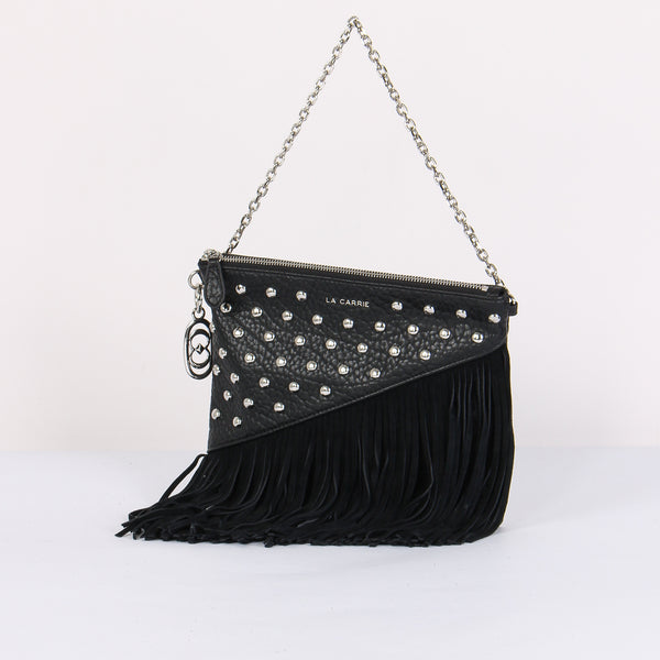Tracolla Patta Borchie Frange Black-2