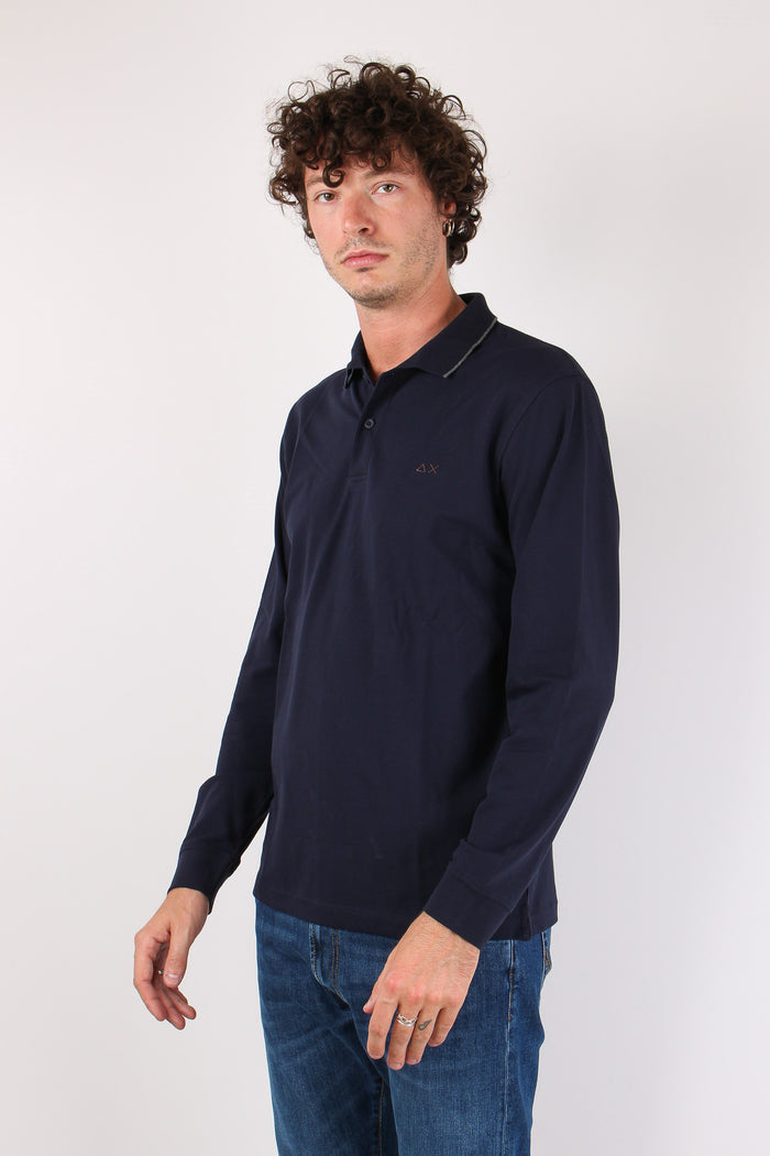 Polo M/l Profilo Contrasto Navy Blue-3