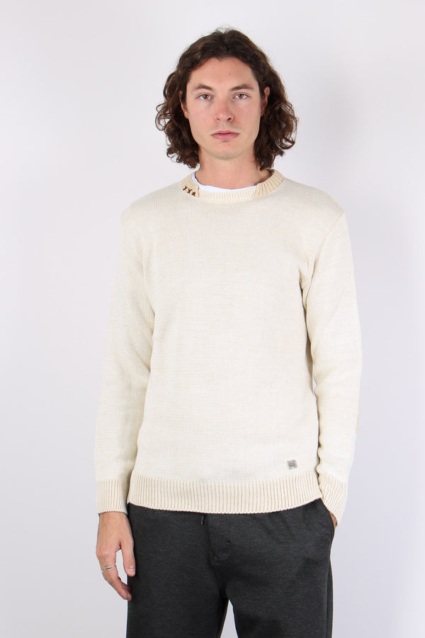 Maglia Inserto Impunture Panna/beige