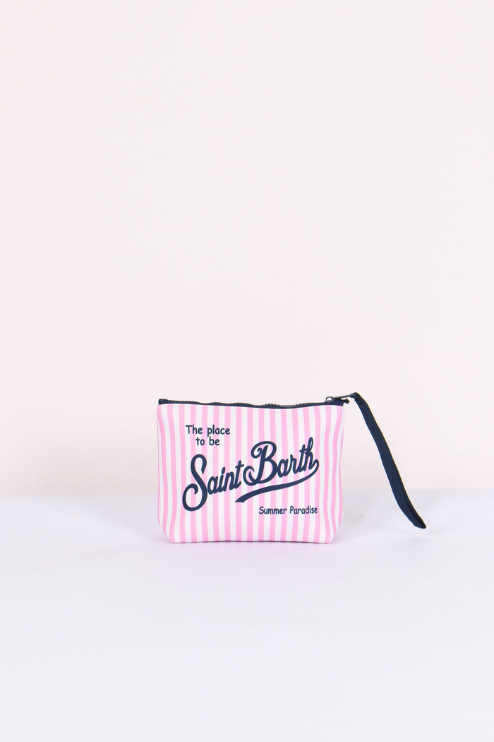 Aline Pochette Righe Mini Rosa/bianco-3