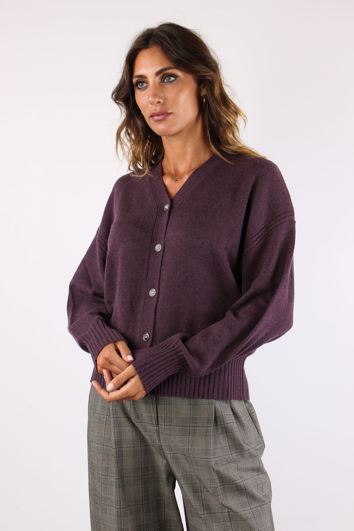 Vienna Cardigan Misto Lana Prugna-2