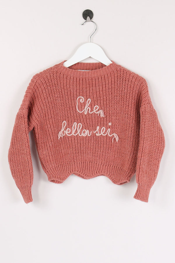 Pullover Coste Ricamo Rosa