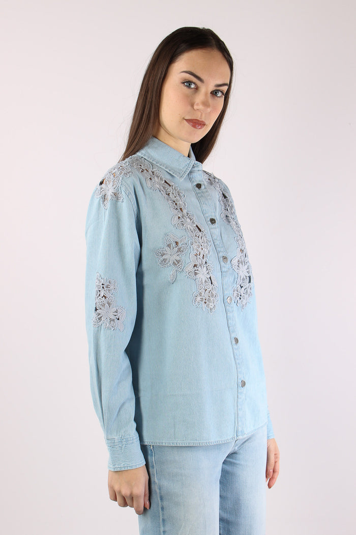 Camicia Denim Pizzo Denim Chiaro-7