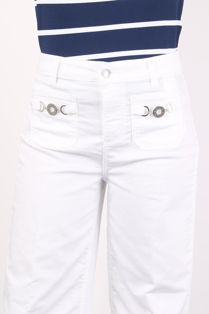 Pantalone Cropped Fibbia Tasca Bianco Ottico-7