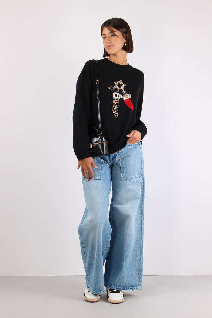 Maglia Corni 100% Lana Lucky Black-4