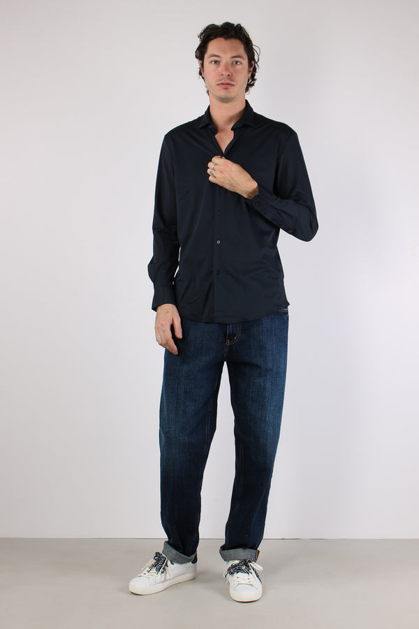Camicia Tessuto Tecnico Blu Navy-2