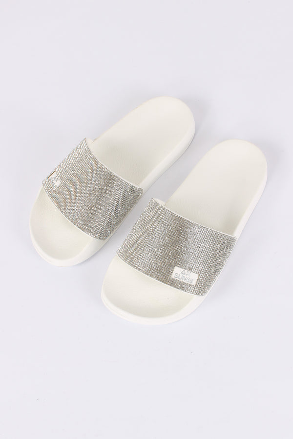 Ciabatta Fascia Strass Bianco-2