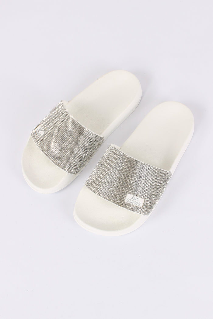 Ciabatta Fascia Strass Bianco-2