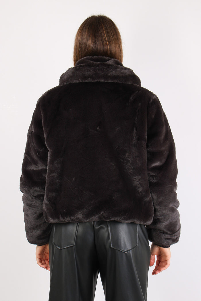 Jeon Giubbotto Ecopelliccia Re Brown Black-7