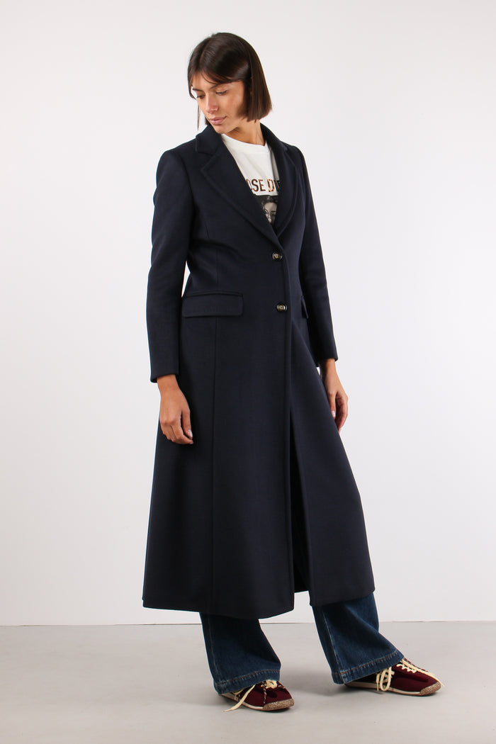 Cappotto Lungo Monopetto Blu-7