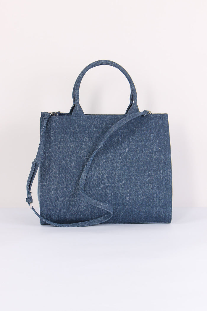 Maxi Tote Banda Logo Blu-3