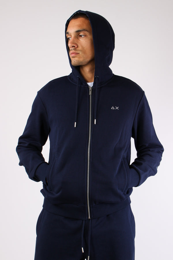 Felpa Zip Toppe Contrasto Navy Blue