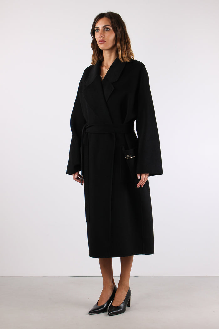 Cappotto Lungo Cintura Nero-6
