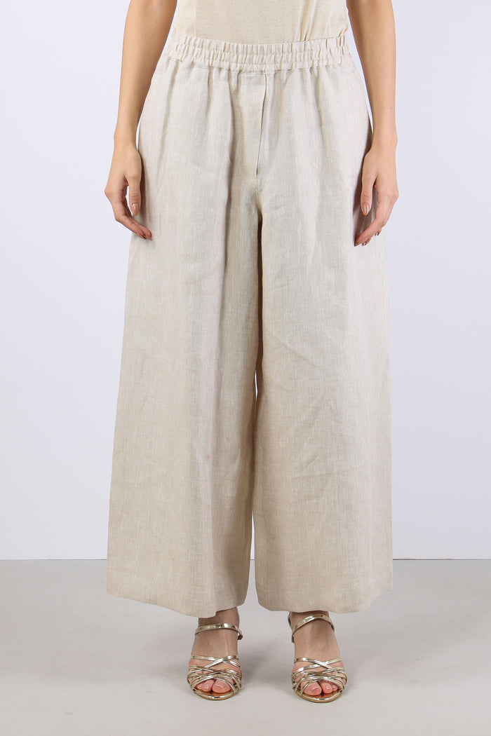 Felino Pantalone Cropped Lino Greggio-2
