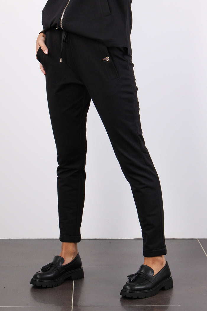 Pantalone Felpa Clip Logo Nero-7