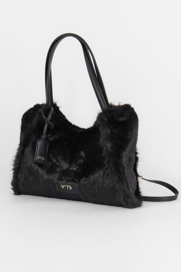 Smeraldo Maxi Shopping Ecopelliccia Nero-2