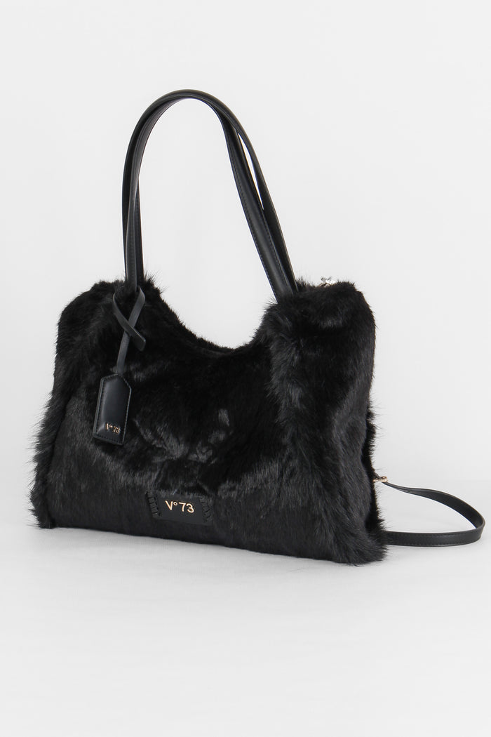 Smeraldo Maxi Shopping Ecopelliccia Nero-2