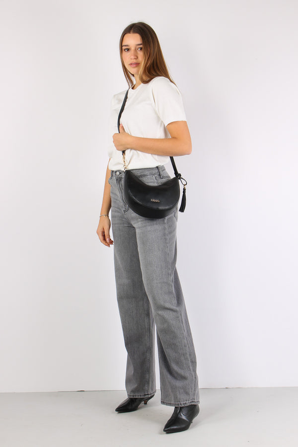 Pantalone Baggy Leg Denim Grigio
