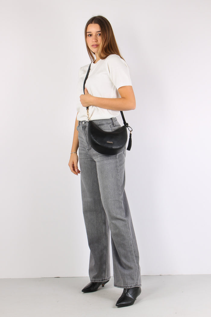 Pantalone Baggy Leg Denim Grigio