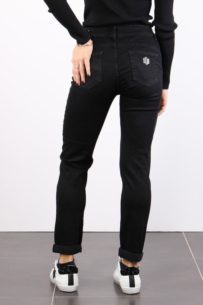 Jeans Monroe Bottoni Gioiello Denim Nero-3