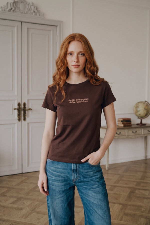 T-shirt Ricamo Voglio Una Rifl Moro