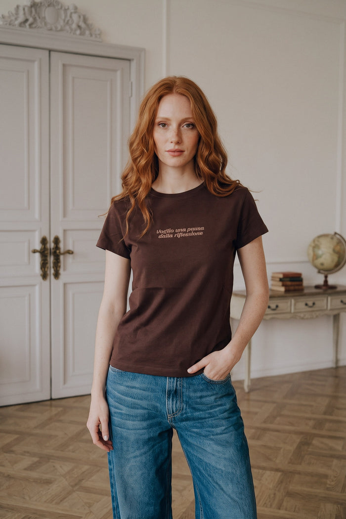 T-shirt Ricamo Voglio Una Rifl Moro