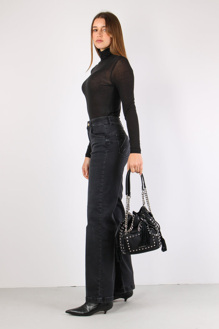 Jeans Flare Nero-8