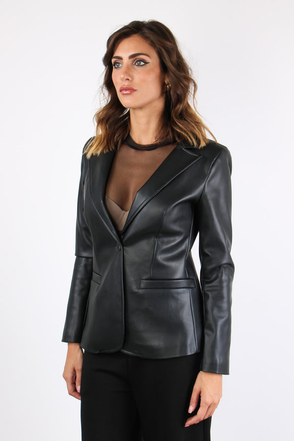 Giacca Ecopelle Sfiancata Nero-2
