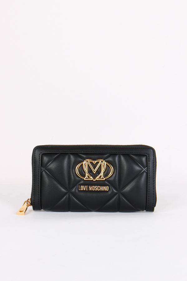 Zip Around Matelasse Nero