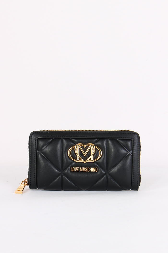 Zip Around Matelasse Nero