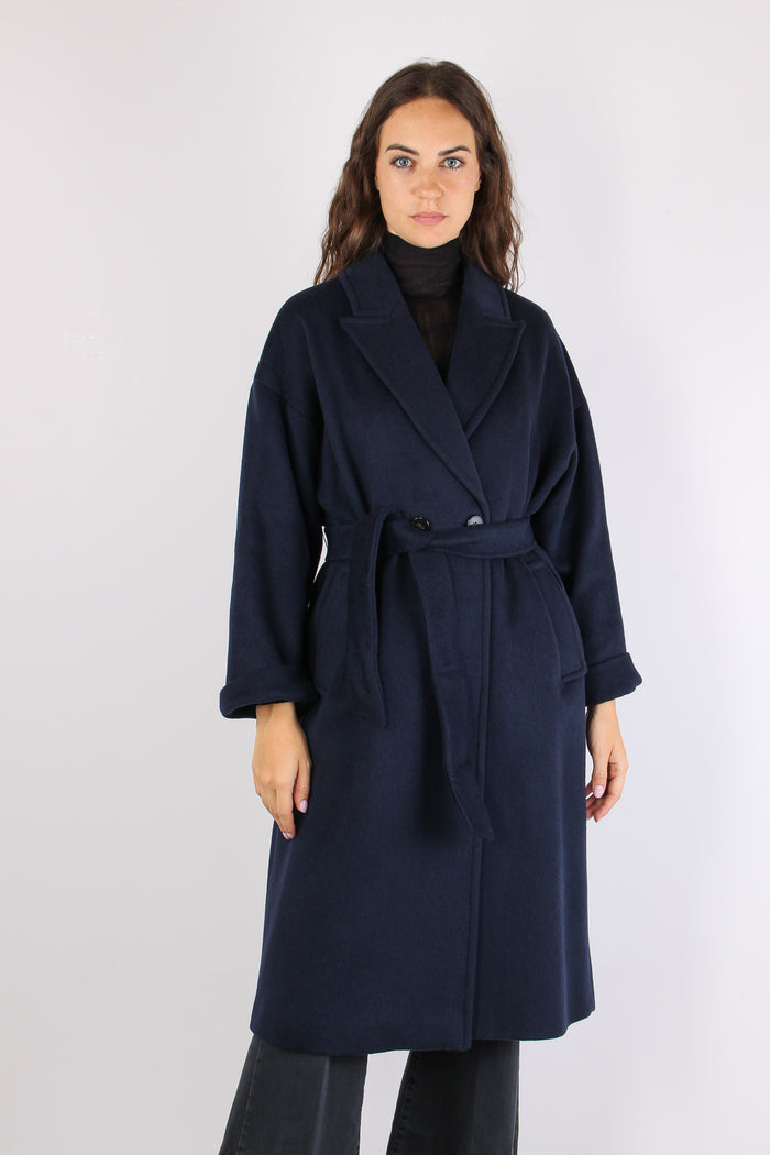 Mllsaggio Cappotto Lana Cintur Navy-2